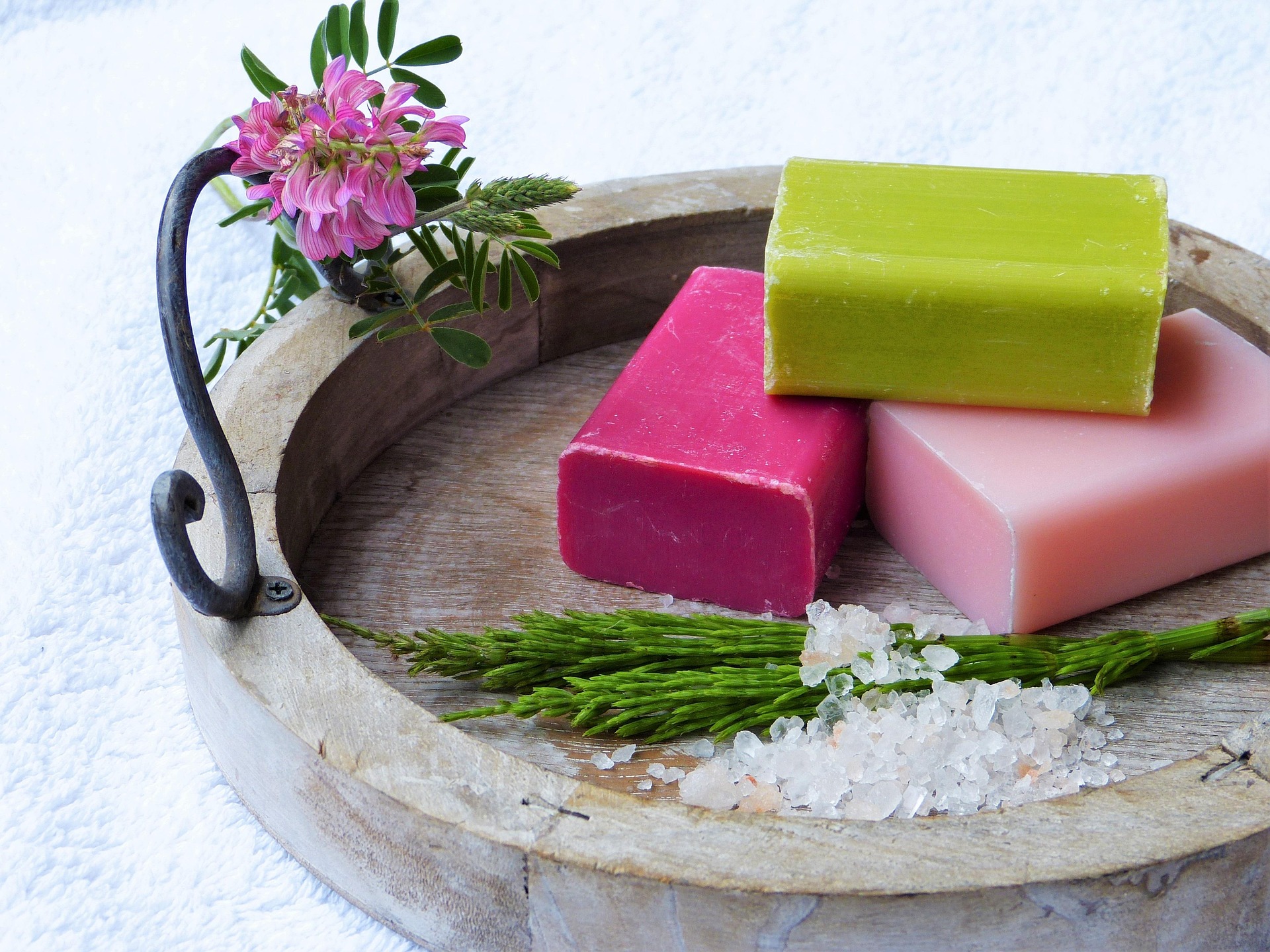 Mint rose and beet handmade soap set