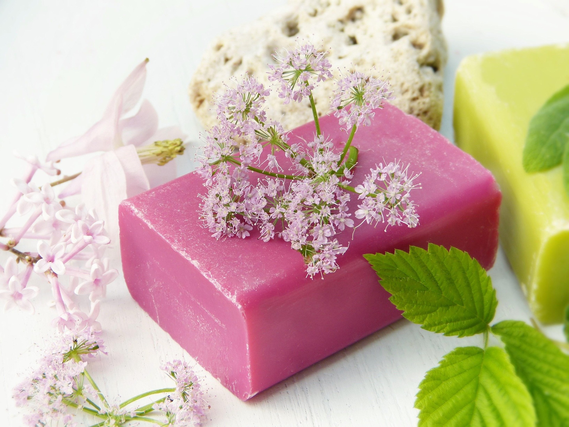 Beet and mint handmade soap